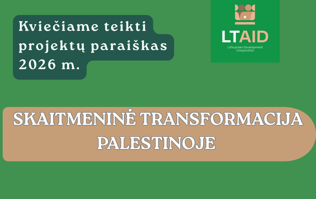 Kviečiame teikti projektų paraiškas koncepcijos „Skaitmeninė transformacija Palestinoje“...